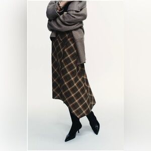 Zara asymmetric plaid midi - XS